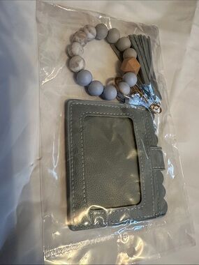 🩵✨ Baby Blue Wristlet Key Ring Card Holder ✨🩵